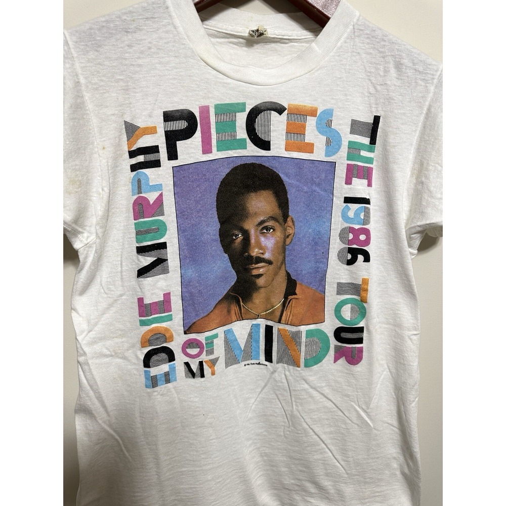 Vintage Eddie Murphy Pieces Comedy Tour Shirt White 1986 M 80s - Picture 2 of 7